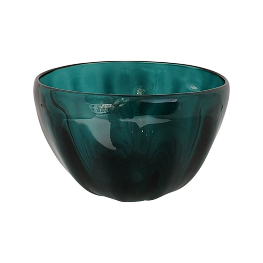Emerald fluted glass bowl