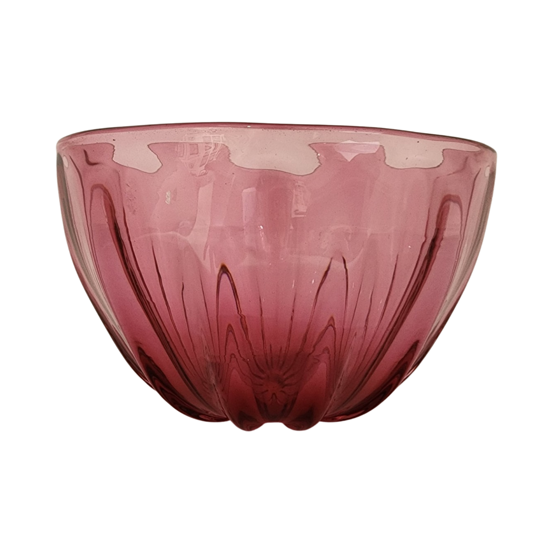 Pink fluted glass bowl ORA Gallery