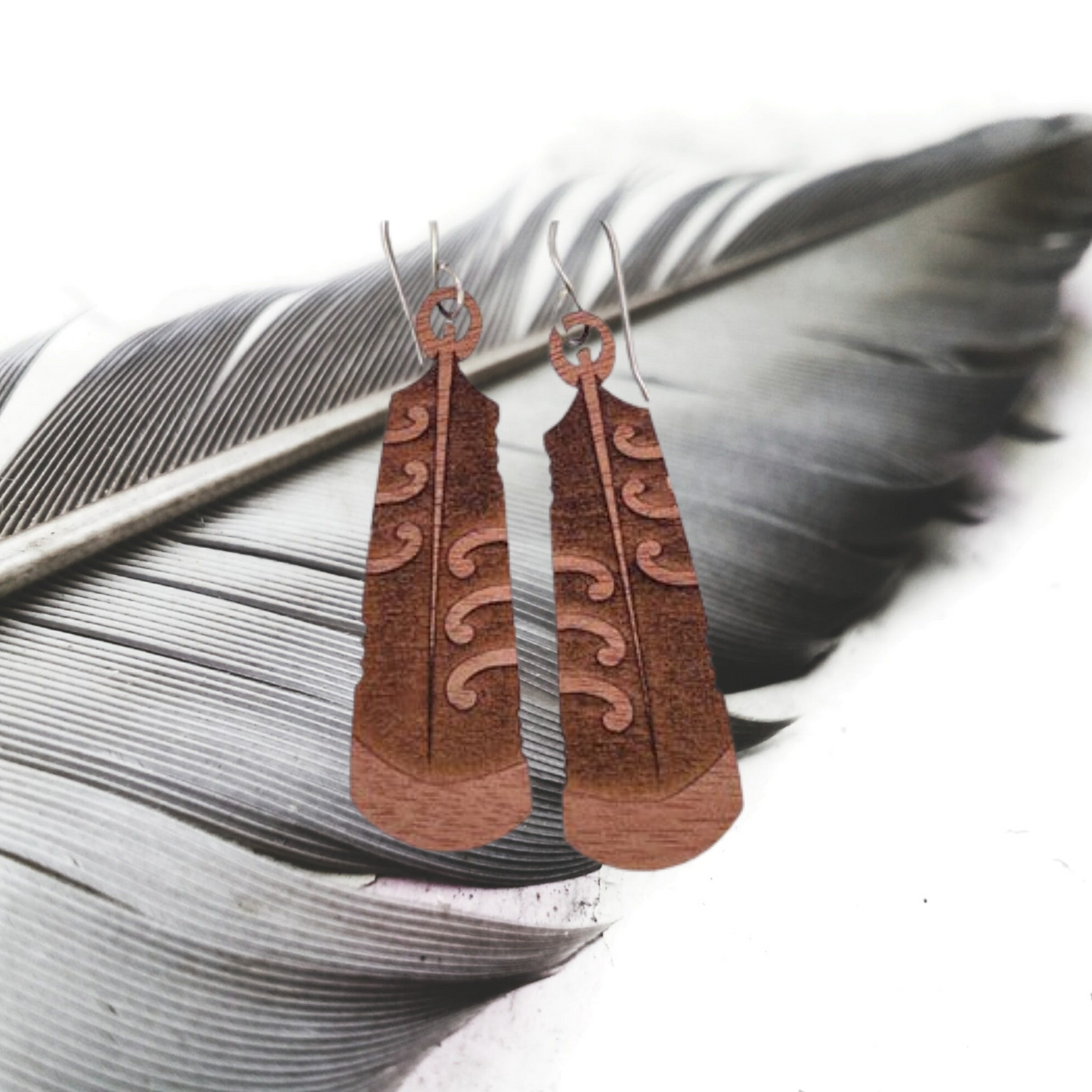 Wooden Huia Earrings