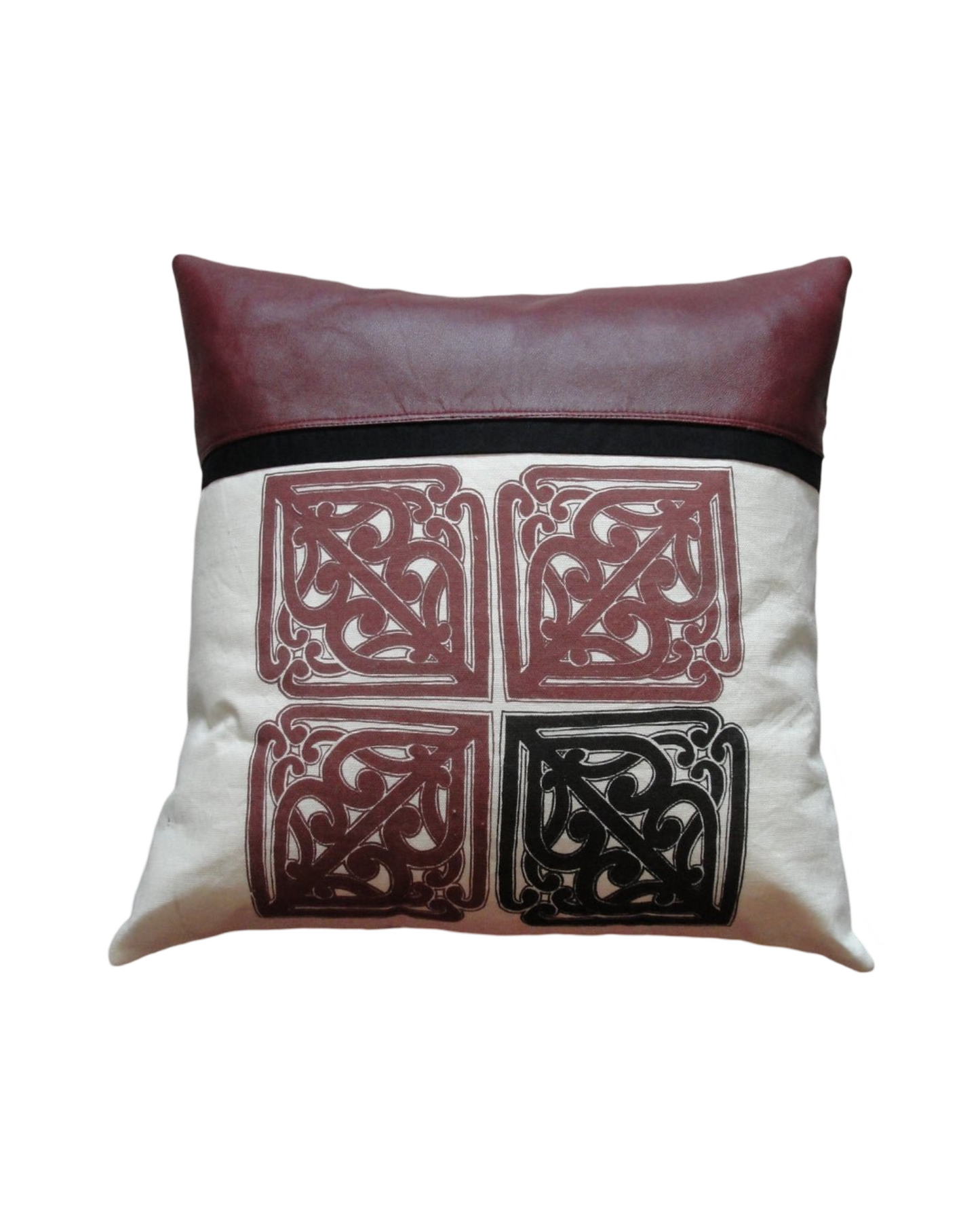 Pā o te hā Cushion in Maroon Leather