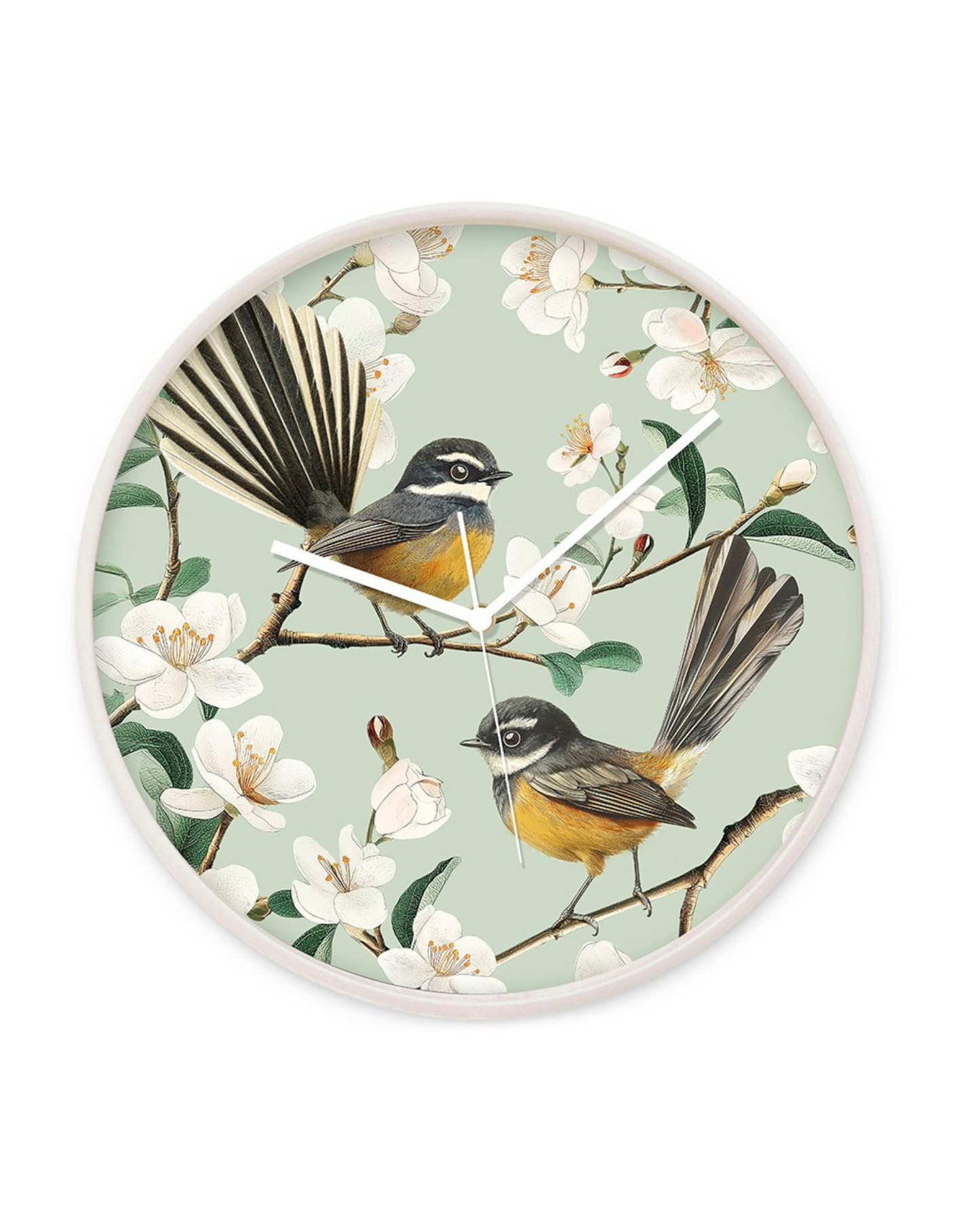 Chatty Fantail Wood Framed Clock