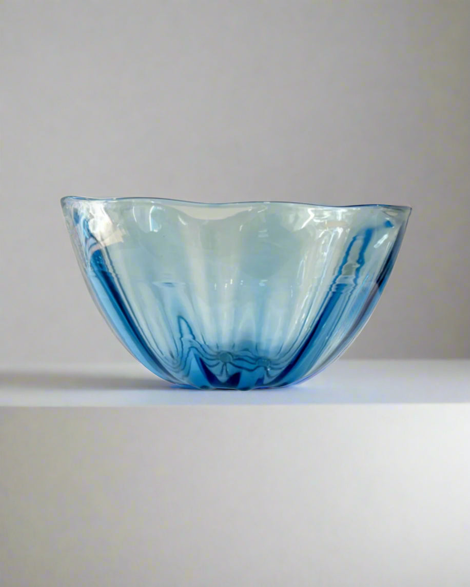 Light Blue Fluted Glass Bowl
