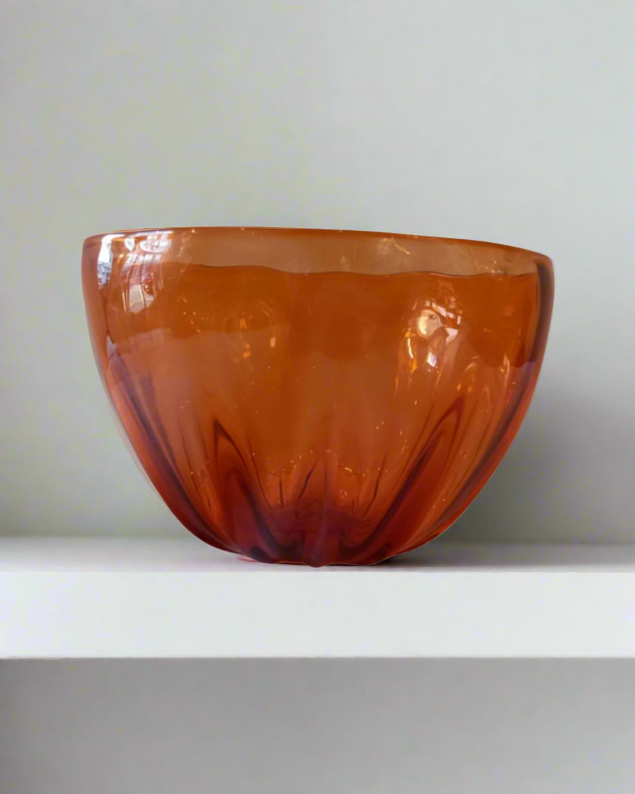 Amber Fluted Glass Bowl