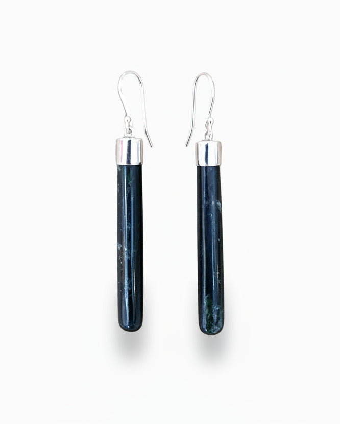 Pounamu Earrings Set in Sterling Silver