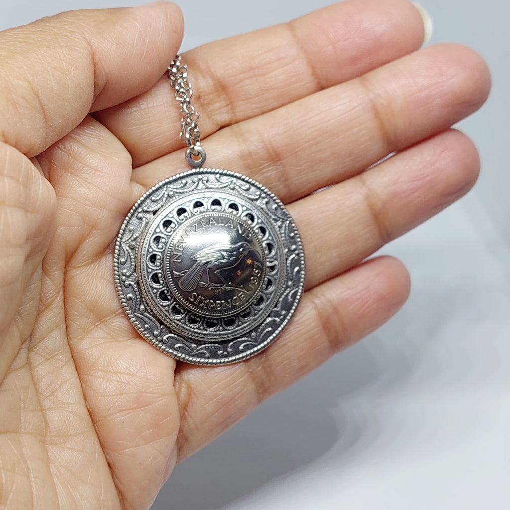 Re-minted Sixpence Stacked Circle Pendant