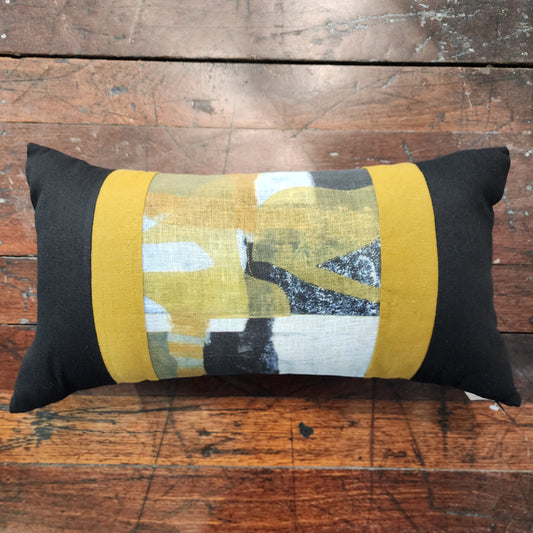 Gold and Black abstract cushion 2