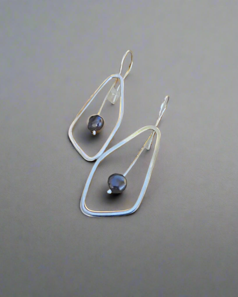Sterling Silver Leaf Pearl Earrings