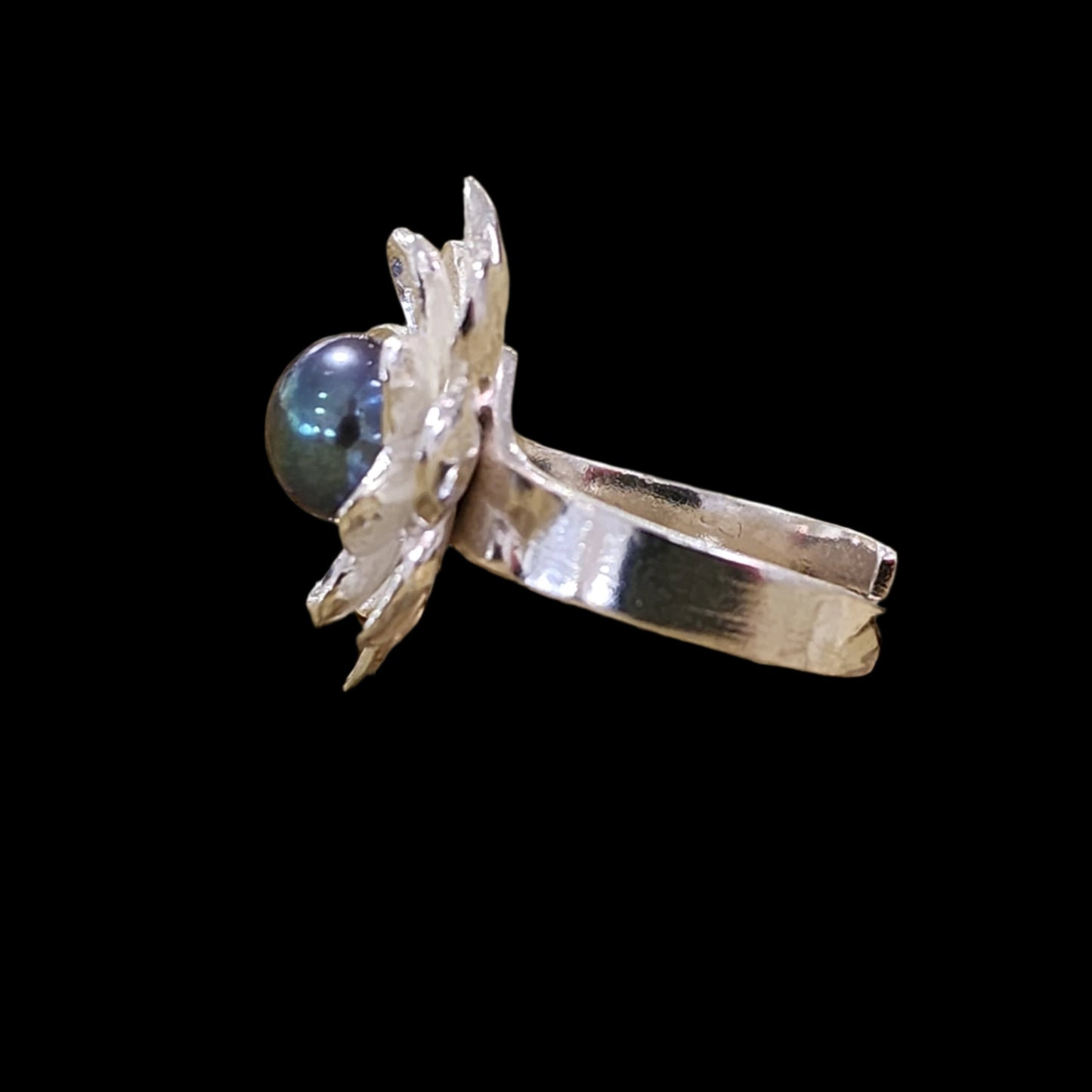Lotus with Dark Pearl Ring