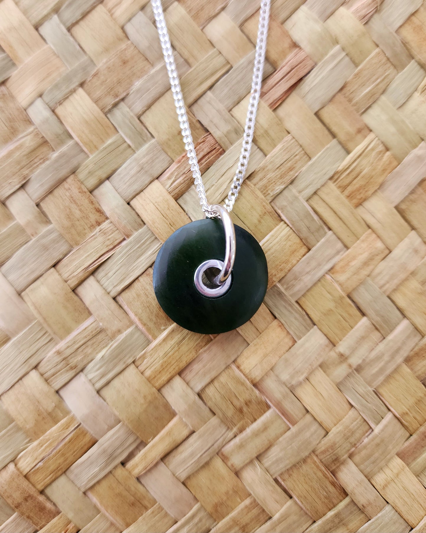 Round Greenstone Pendant