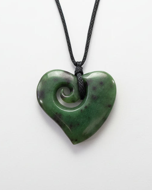 Pounamu Koru Heart Pendant