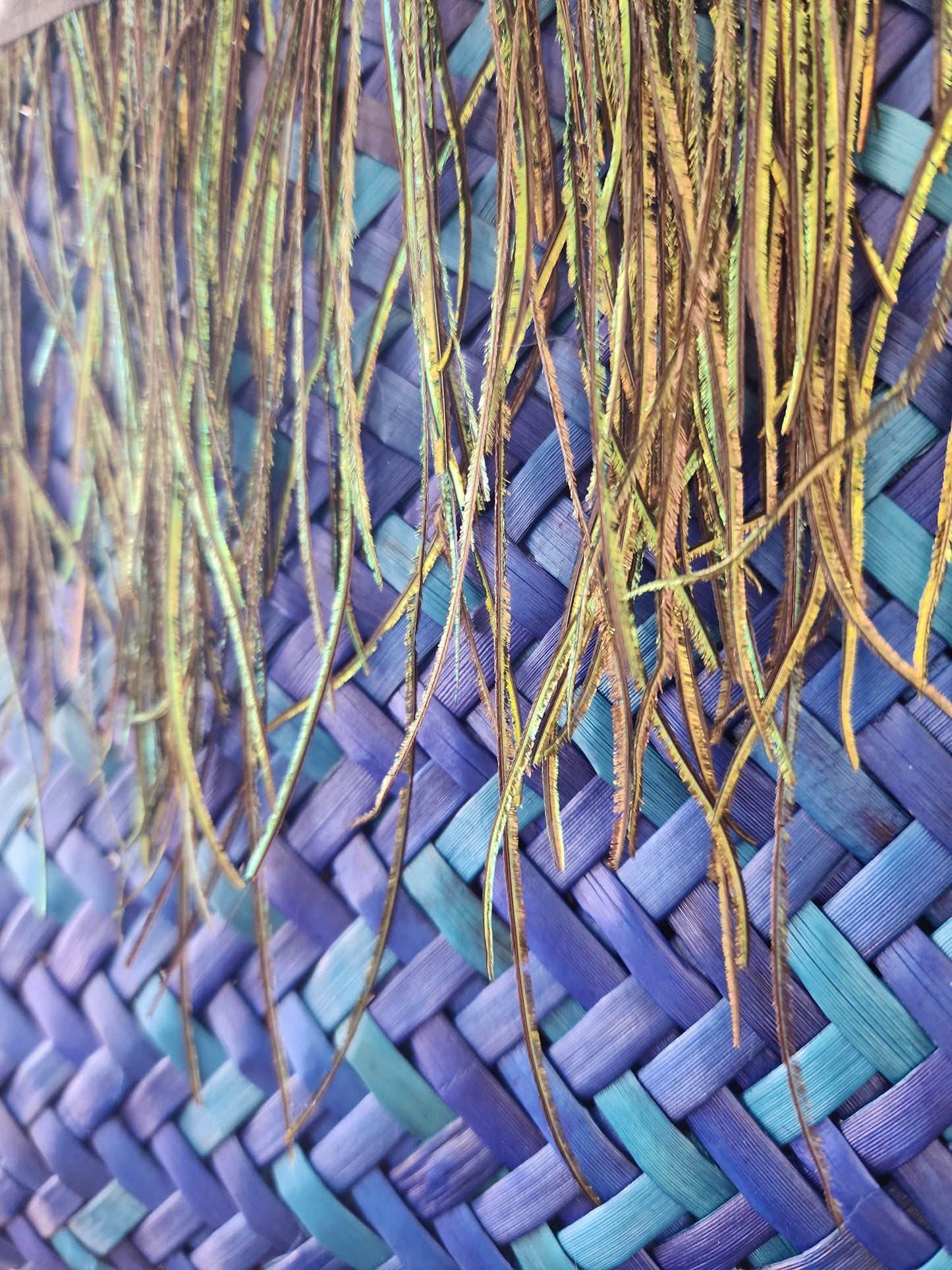Blue Harakeke Kete - Peacock Feathers
