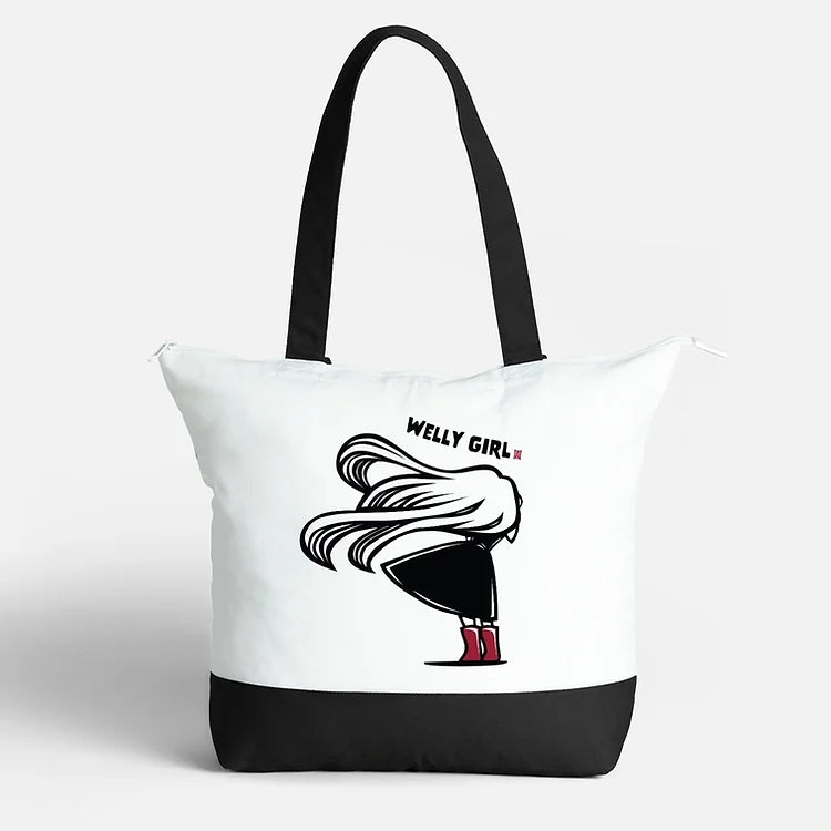 Windy Welly Girl Yellow Large Zip Tote Bag