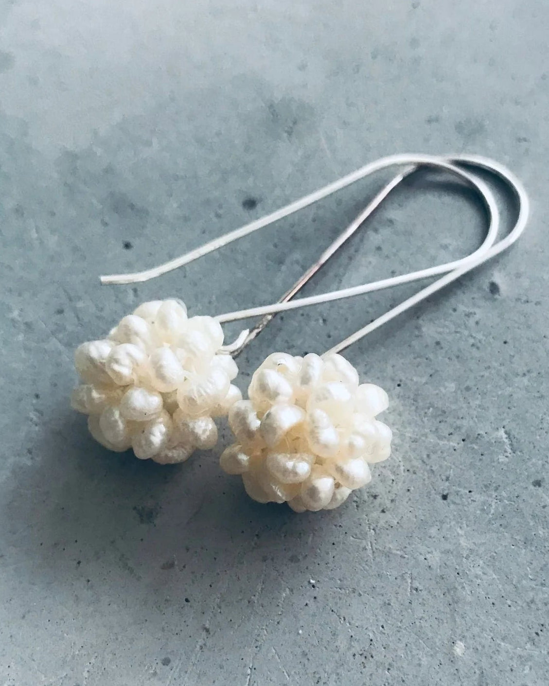 Cluster Pearl Long Drop Earrings