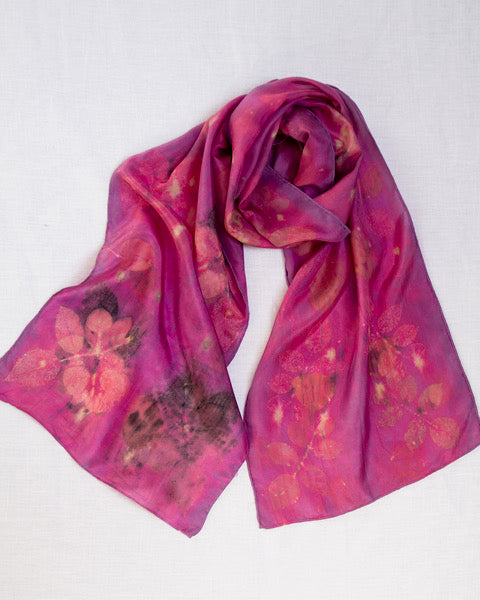 Silk Eco Scarf - Rose & Eucalyptus