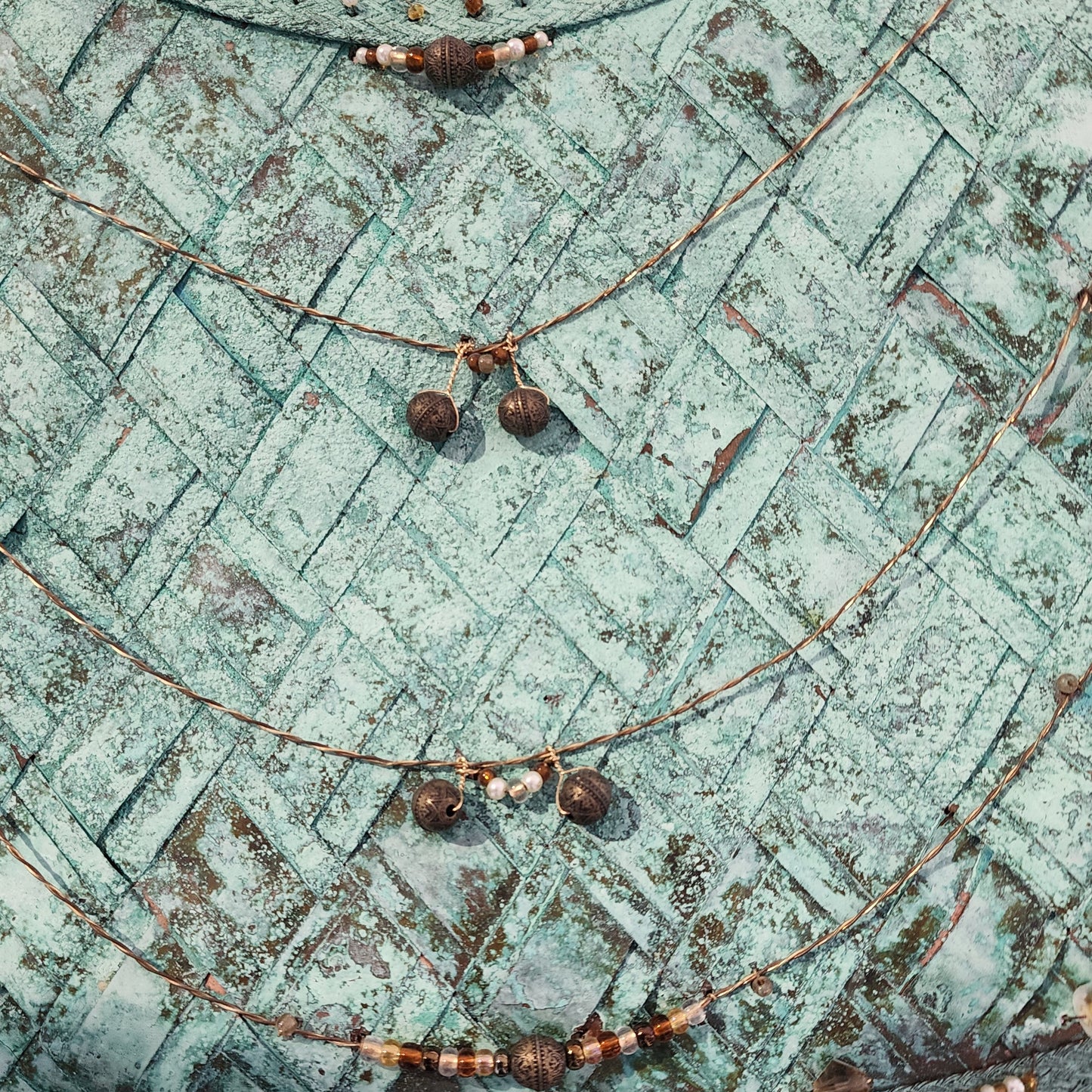Copper Woven Collar with Beads