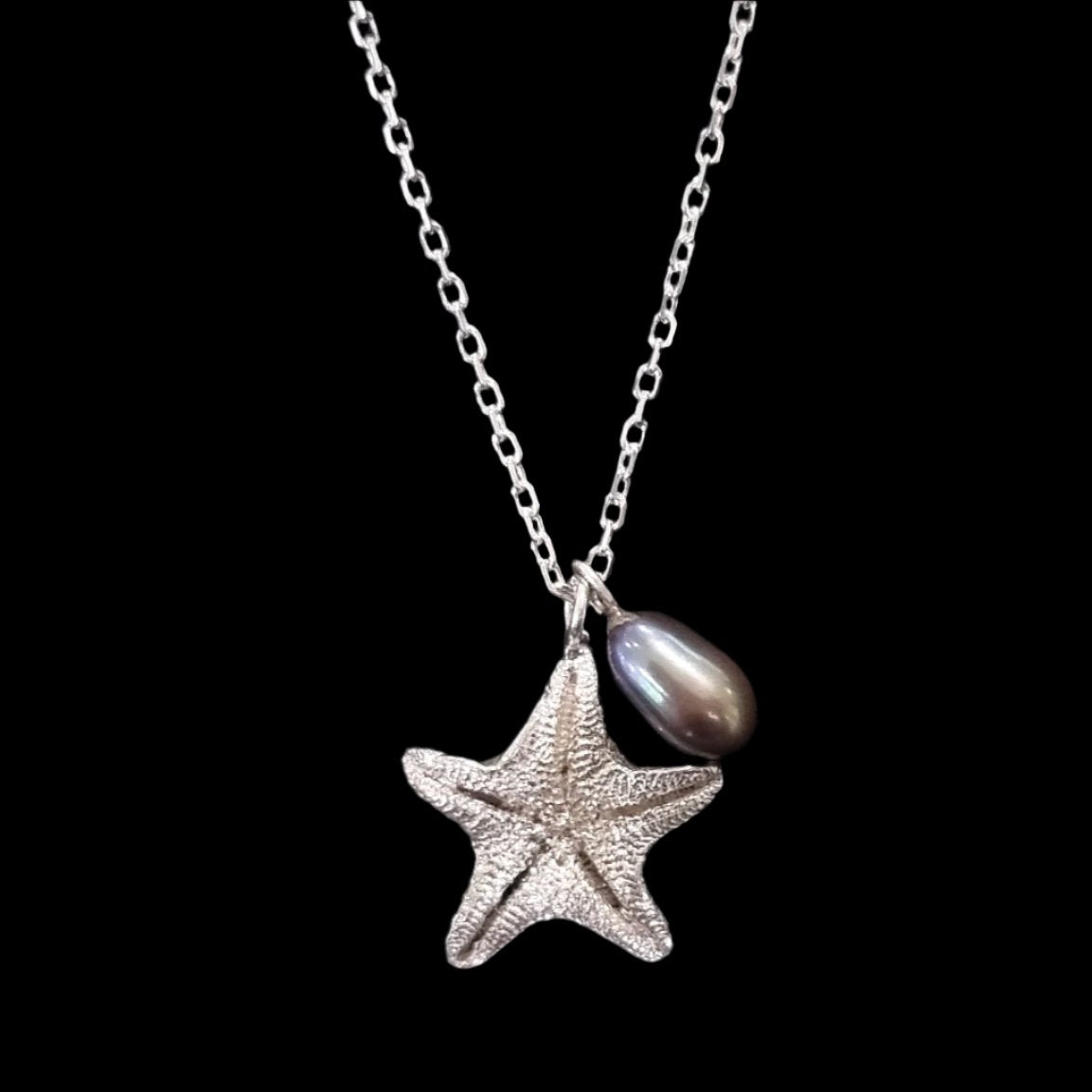 Starfish & Dark Pearl Necklace