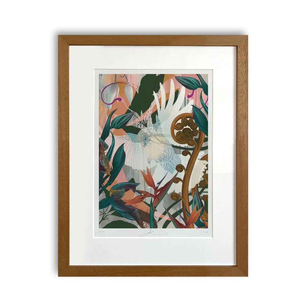 Flox White Fantail & Punga Print