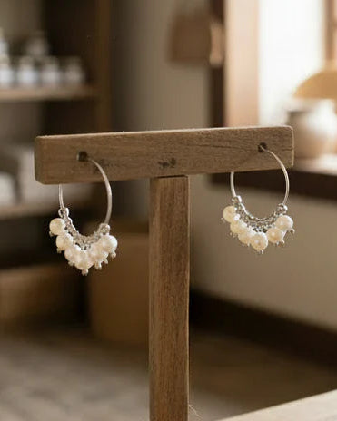 Trina Pearl Bead Earrings Gold & Silver