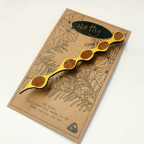 Kōwhai Pod Brooch