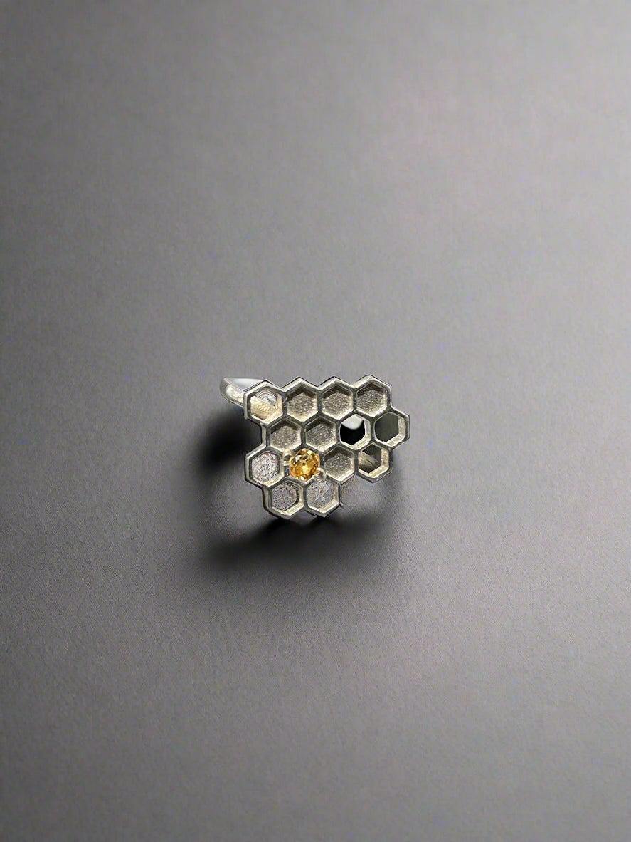 Honeycomb Ring with Citrine