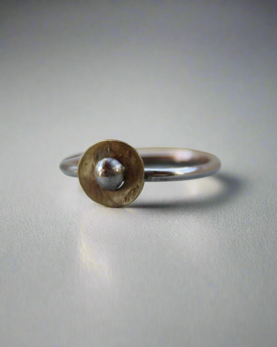 Sterling Silver & Brass Dot Ring