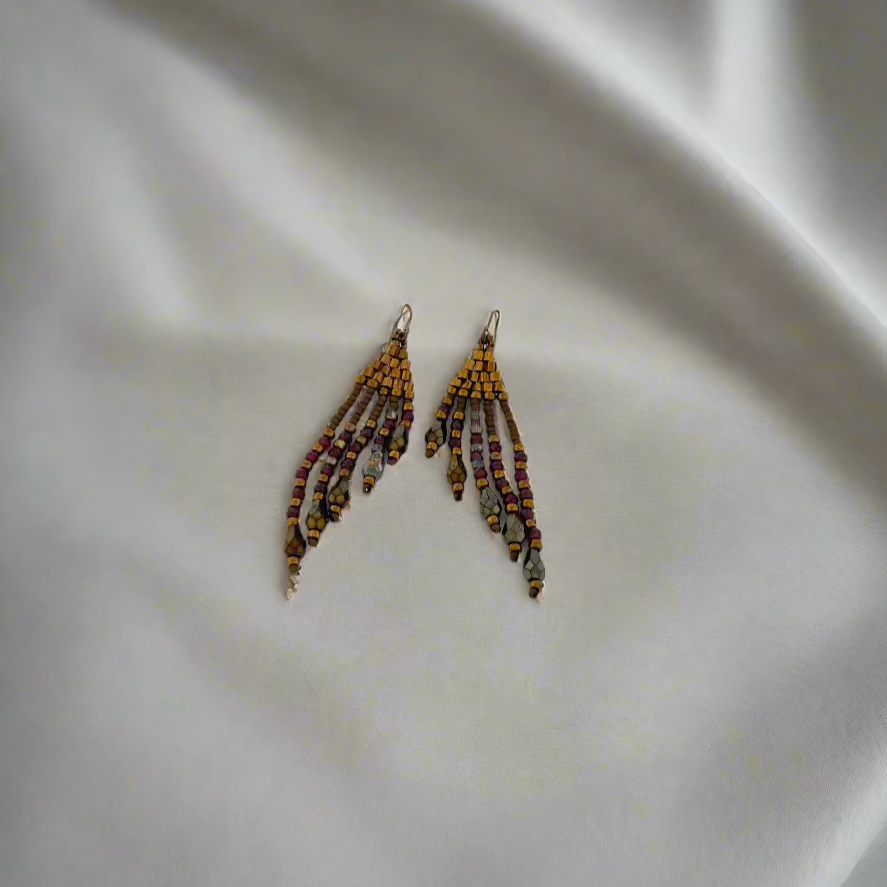 Glass & Garnet Tassel Bead Earrings