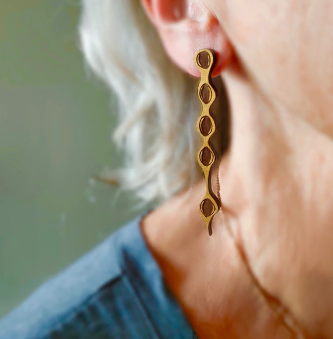 Kōwhai pod earrings