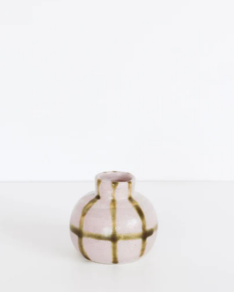 Orb Bud Vase in Lilac Grid