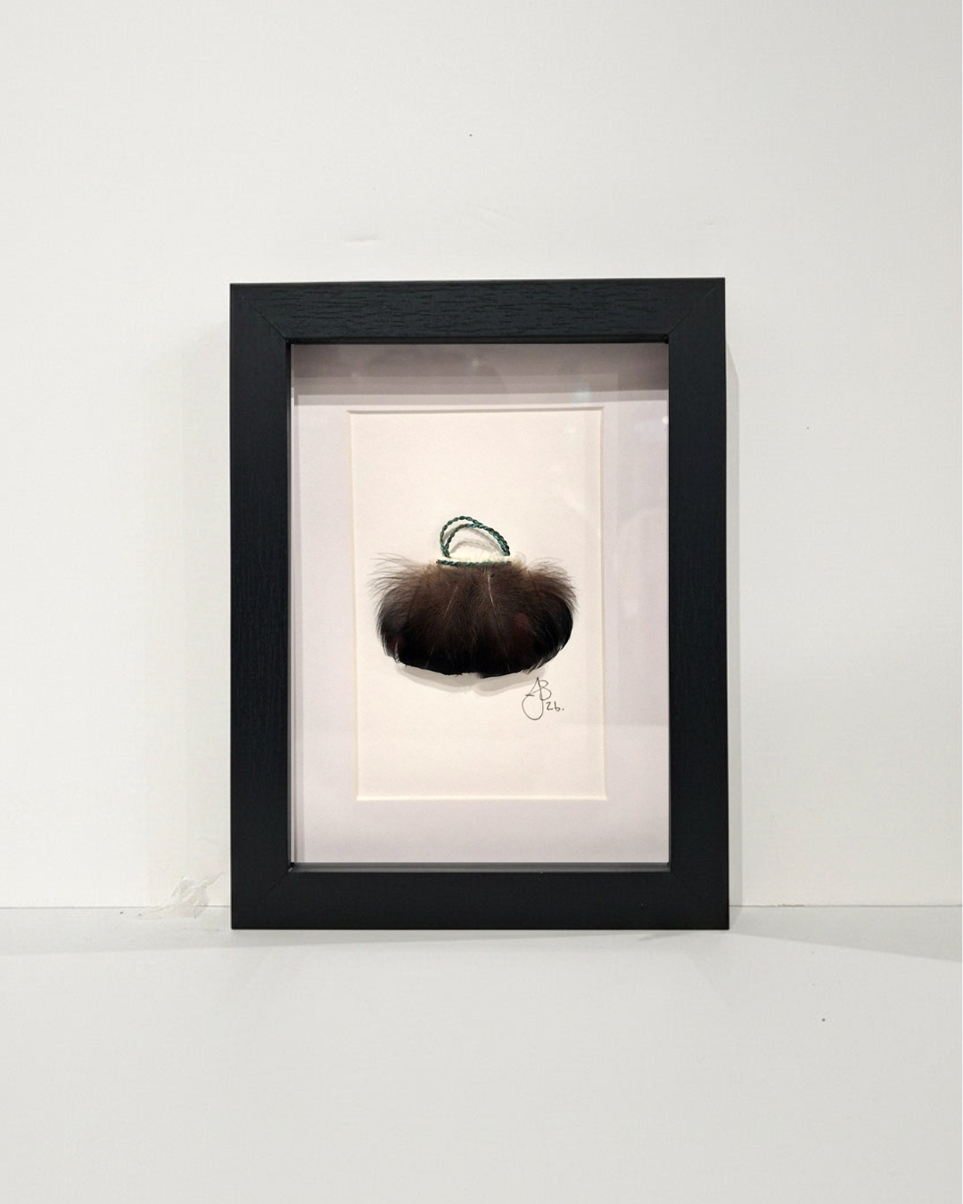 Small Kete Framed - Dark Brown Feathers
