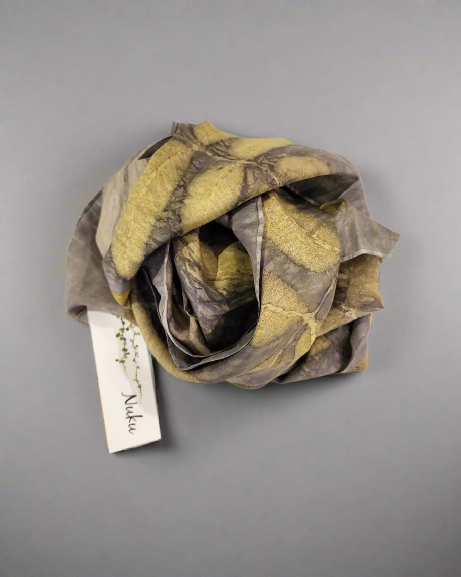 Silk Eco Scarf - Walnut & Peony