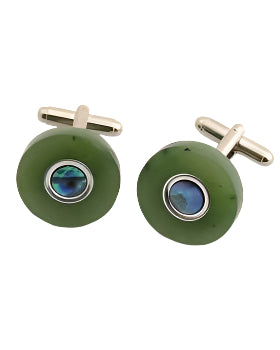 Greenstone Cufflinks Paua & Silver Inlay