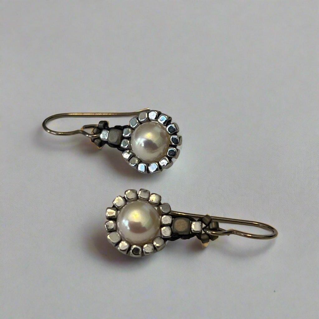Gemstone Pearl Daisy Earrings