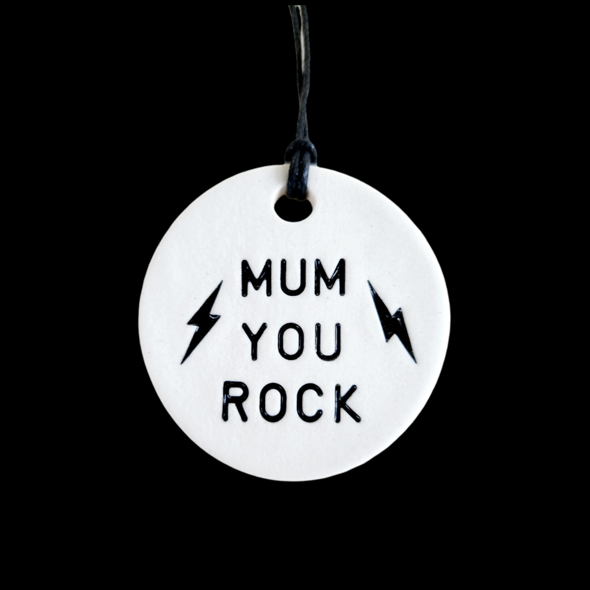 Hanging Ceramic Circles - Dad You Rock , Mum I Love You and Merry Xmas