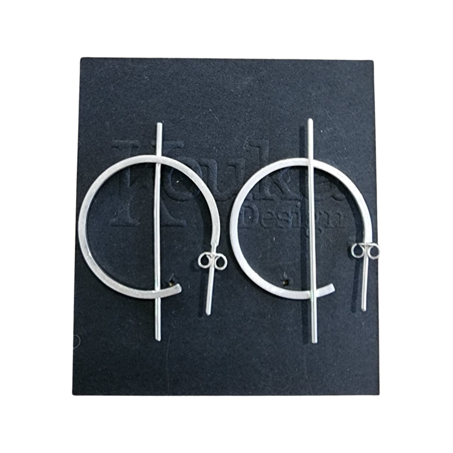 Silver 3/4 Hoop with Bar Earrings