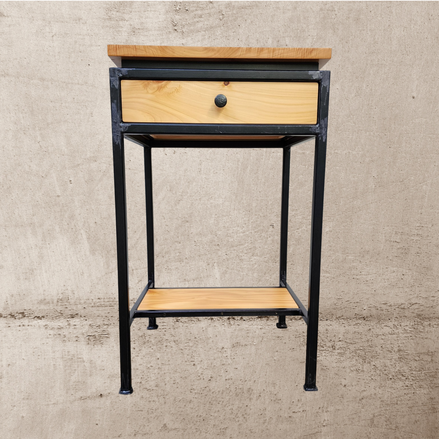 Steel & Macrocarpa Side Table