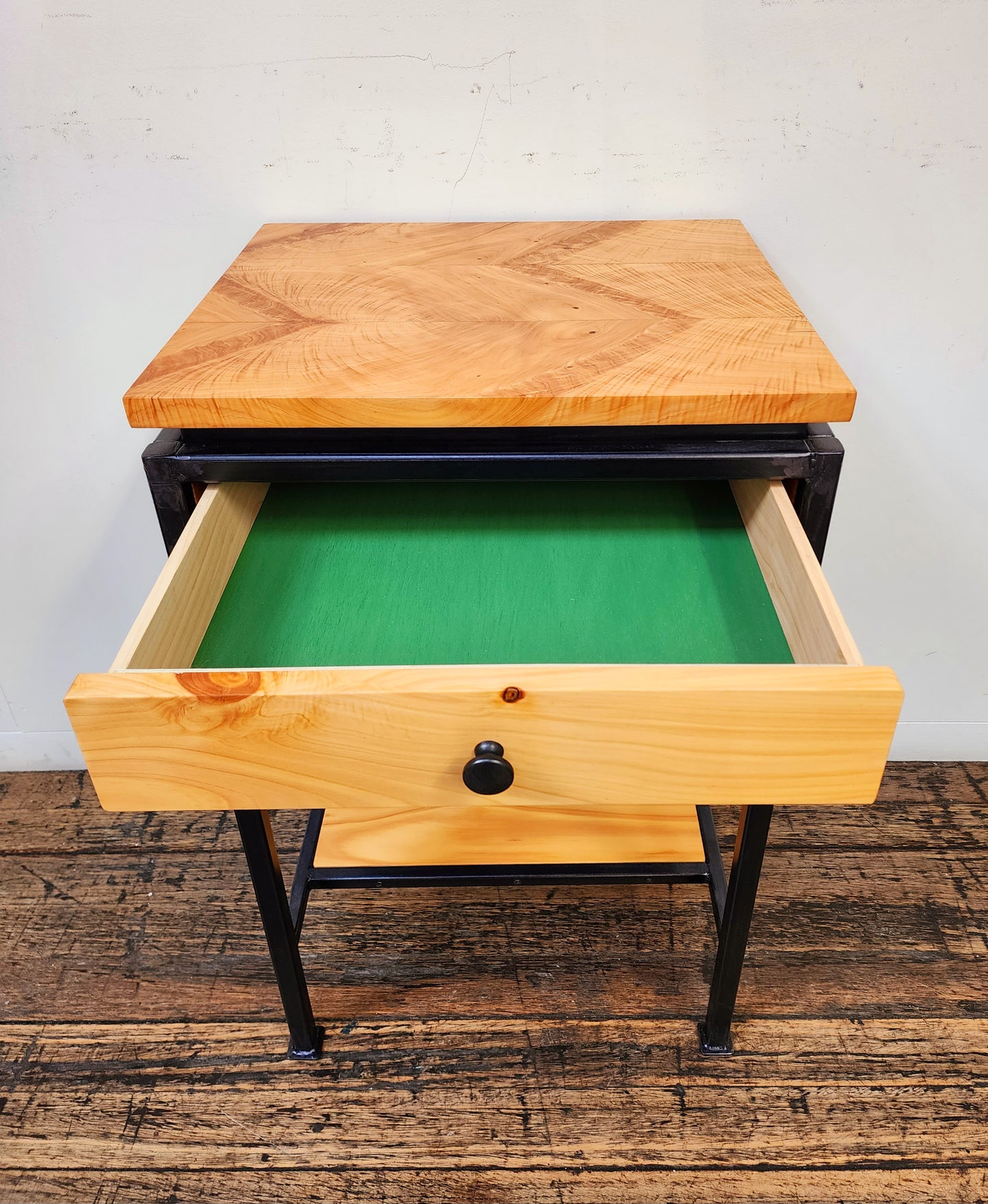 Steel & Macrocarpa Side Table