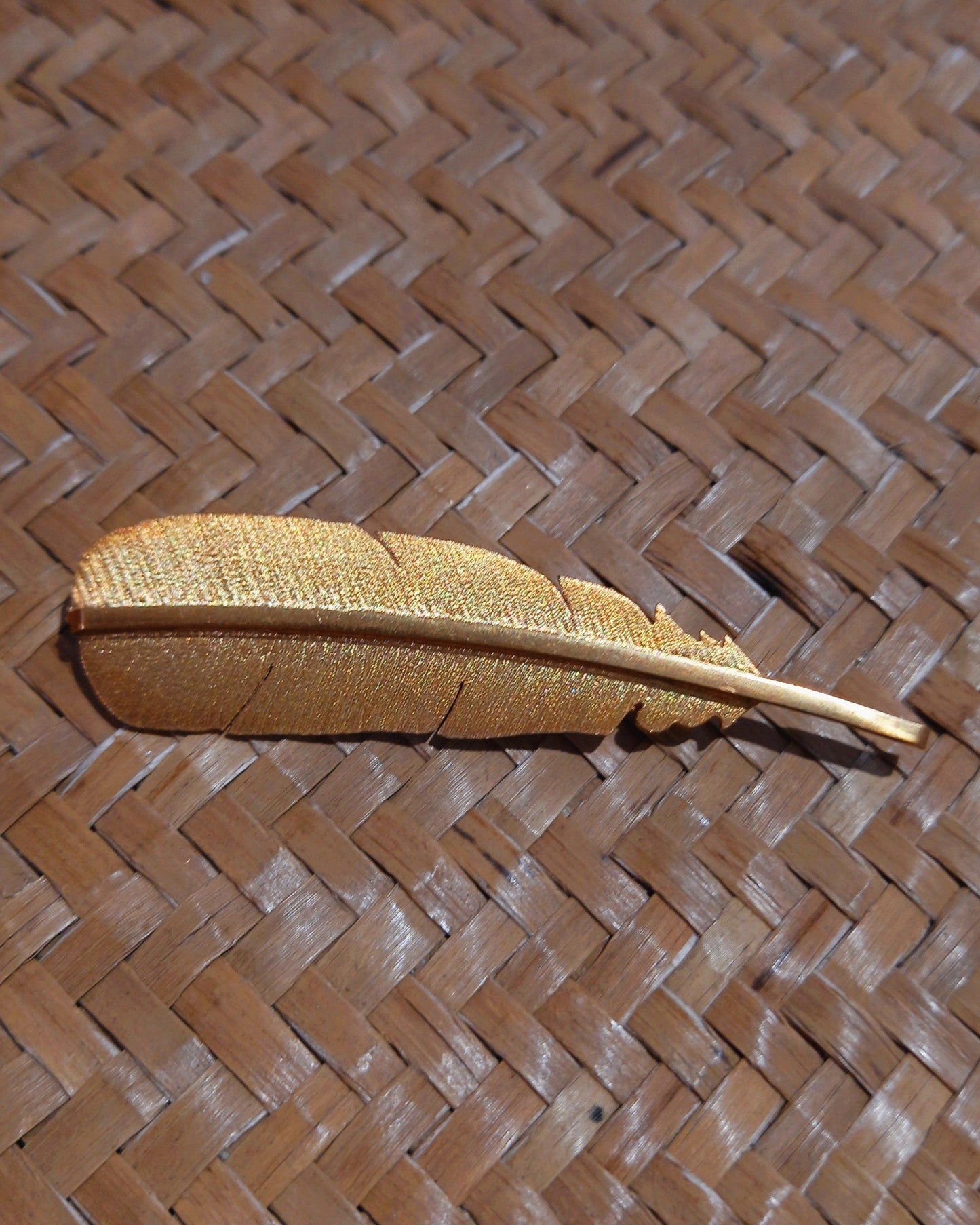 Huia Gold Feather Brooch