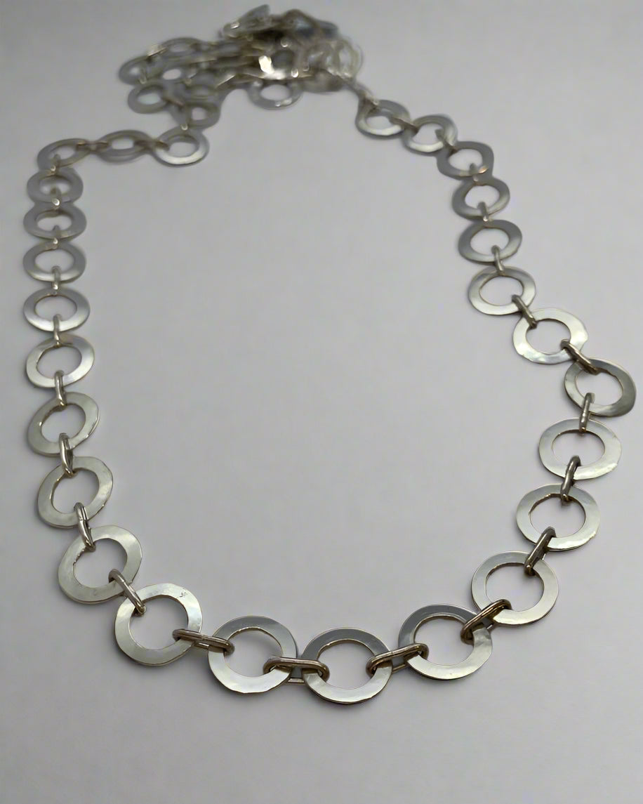 Dented Sterling Silver Circle Necklace