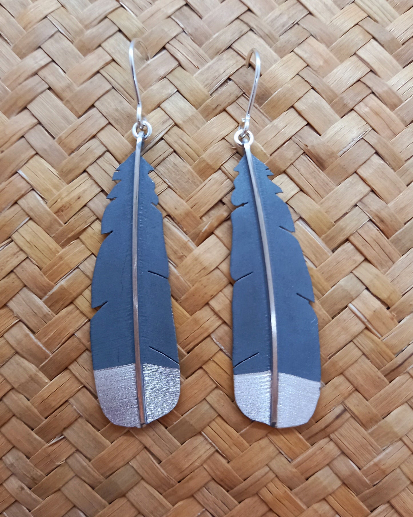 Huia Earrings Two Tone Silver