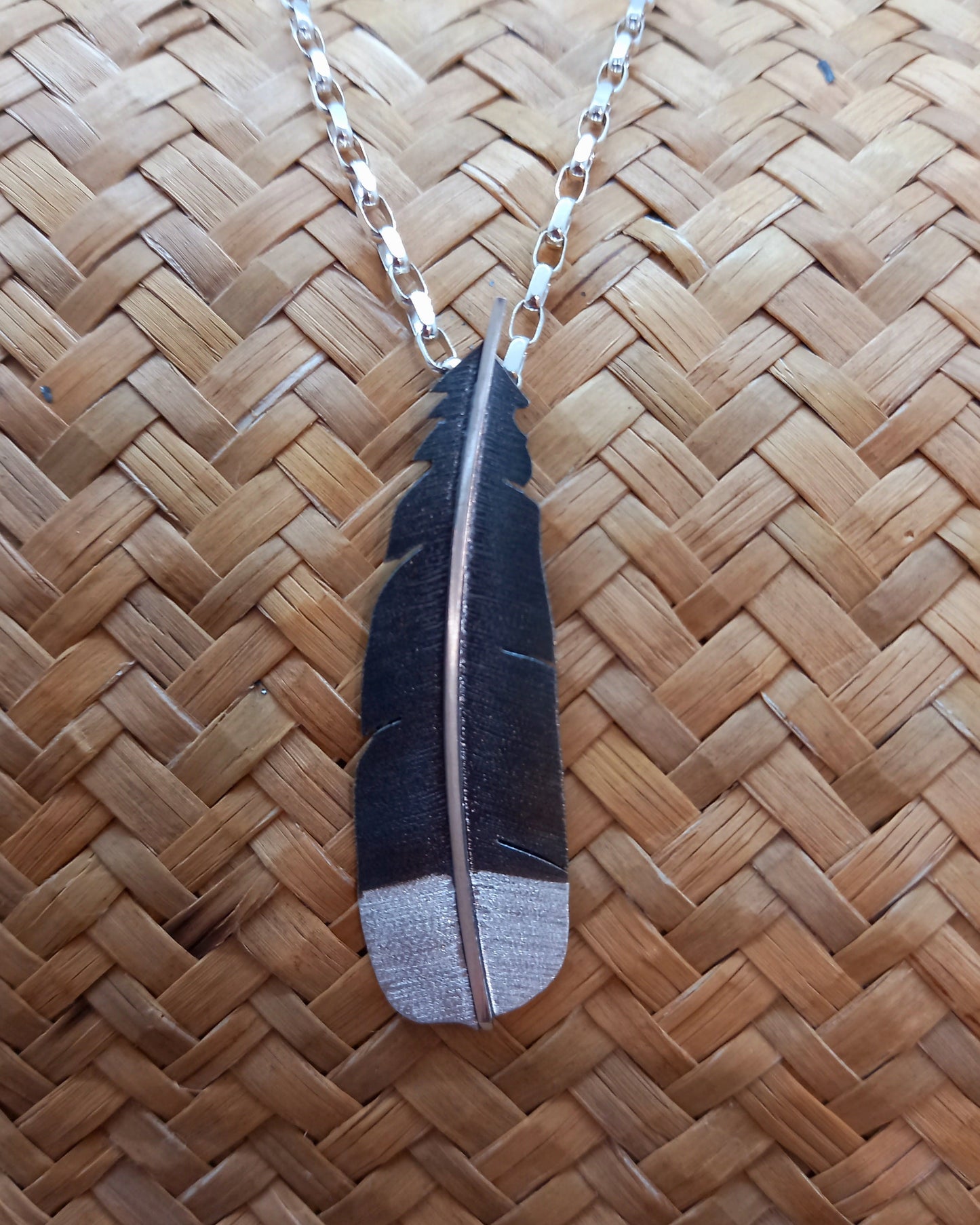 Huia Feather 2 Toned Pendant