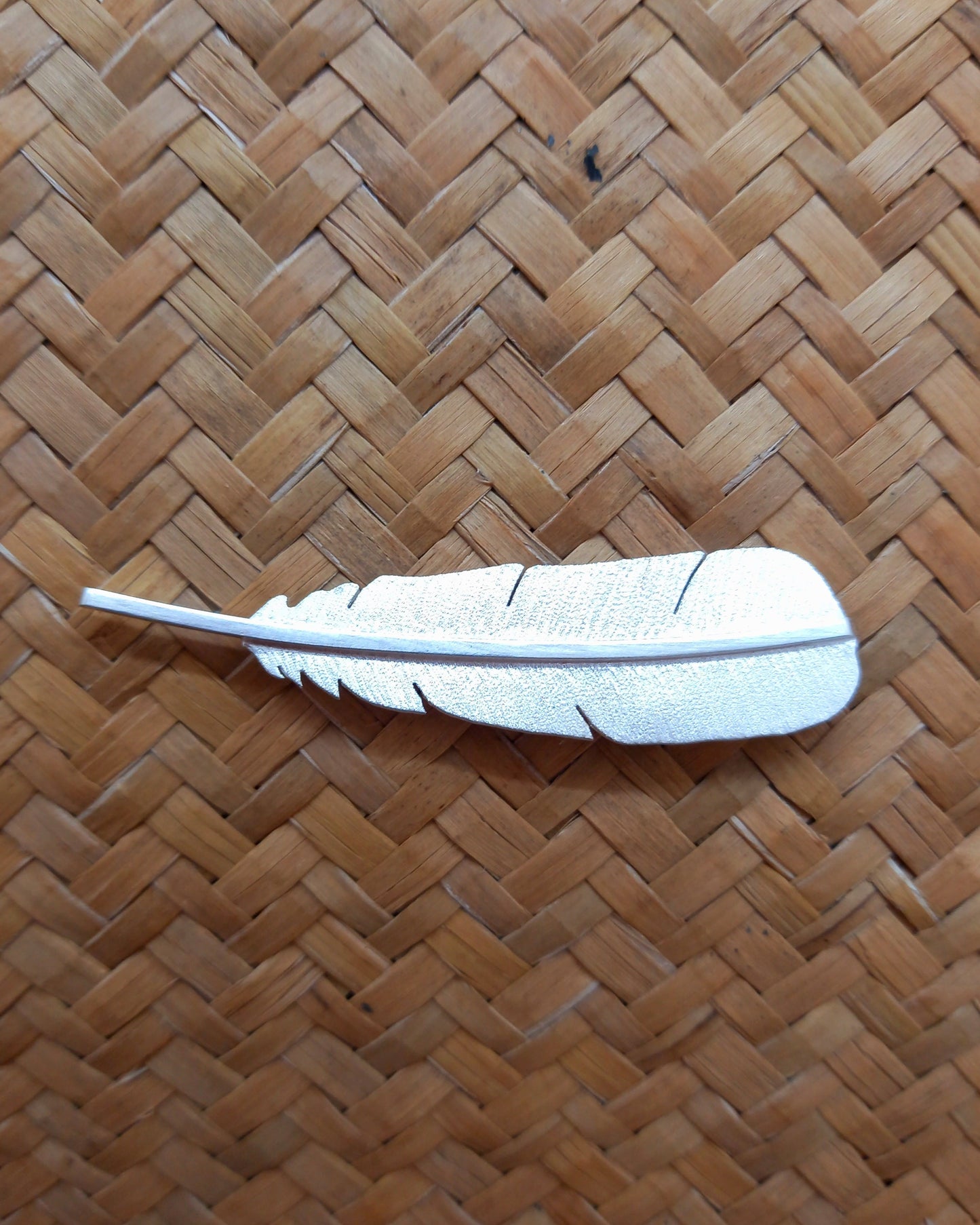 Huia Feather Silver Brooch
