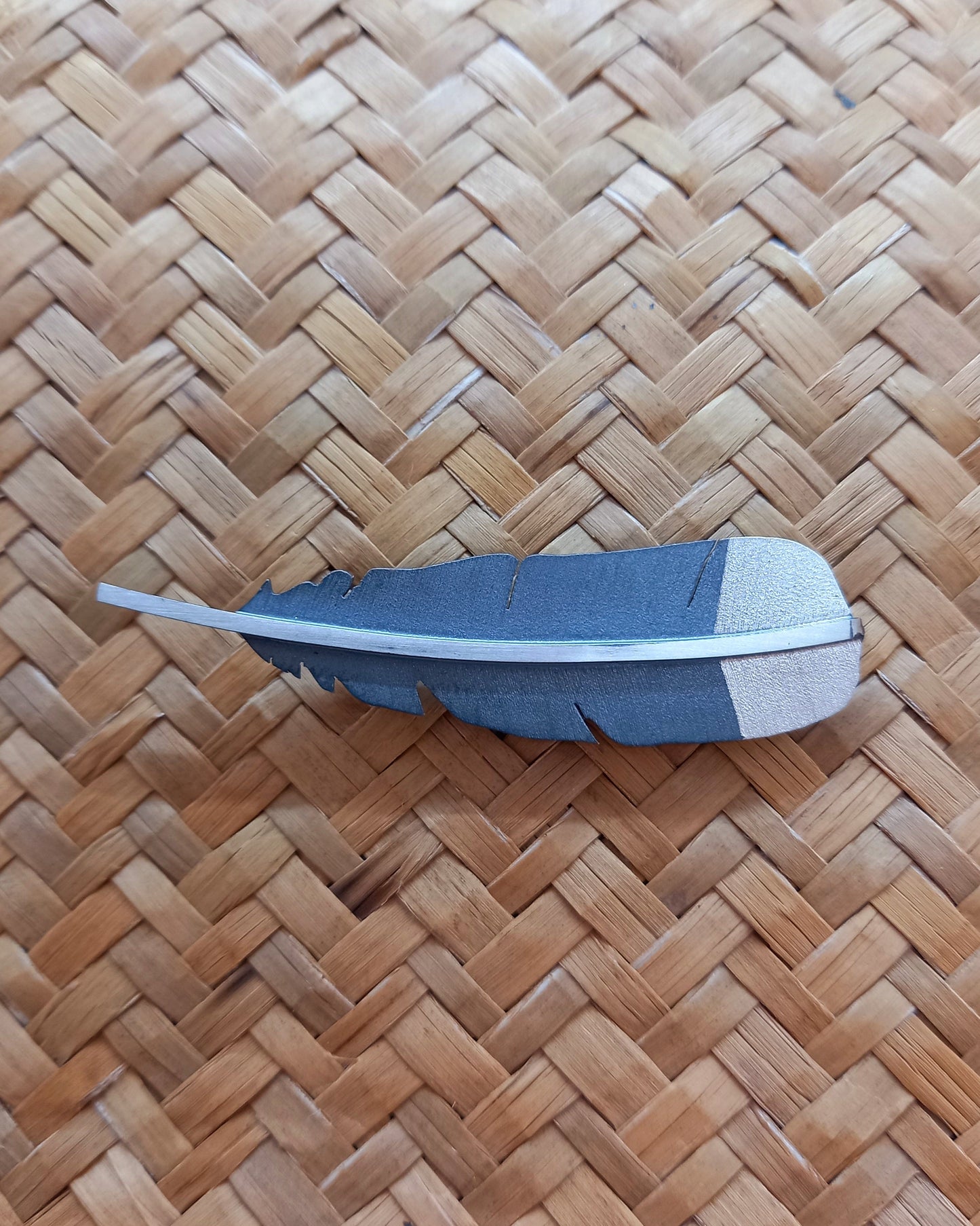 Huia Feather Two Toned Brooch