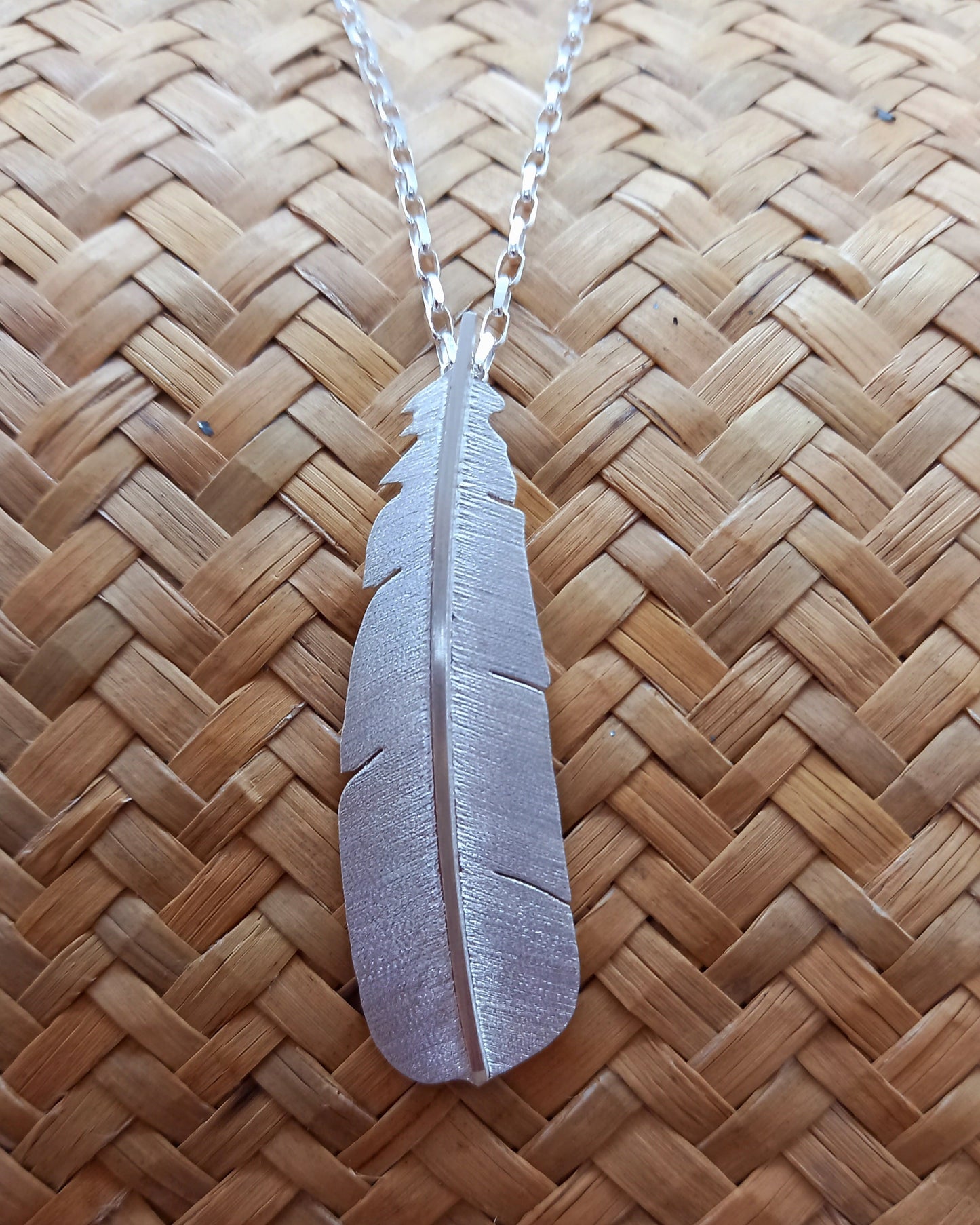 Huia Feather Pendant Silver