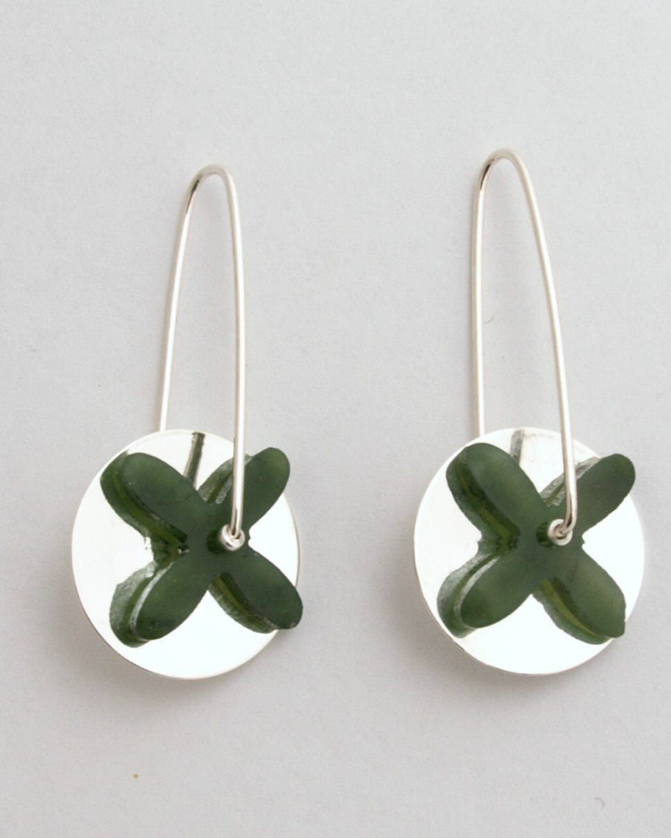 Tapa Silver Earrings Greenstone