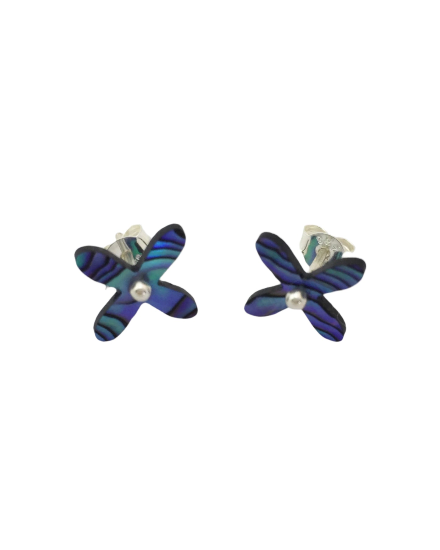 Tapa Stud Earrings - Paua Shell
