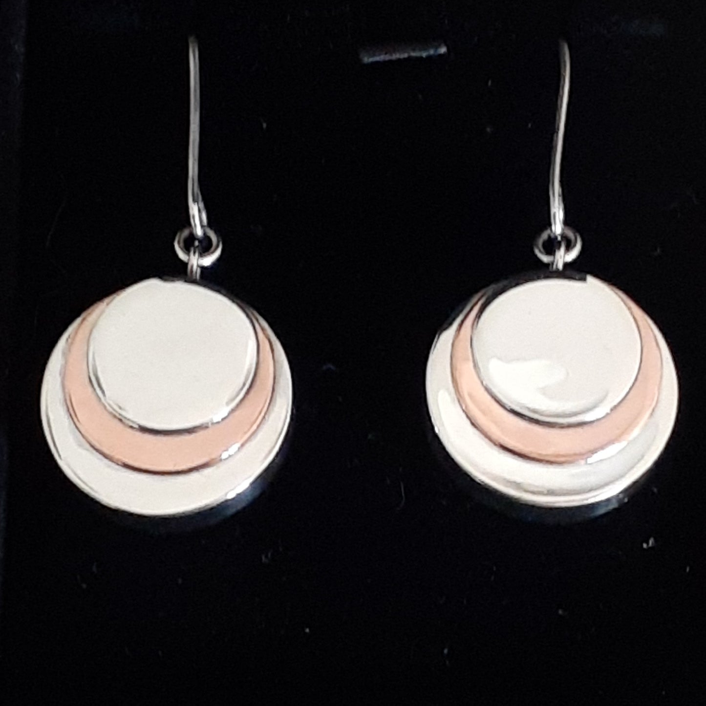 Round Earrings in Silver & Copper