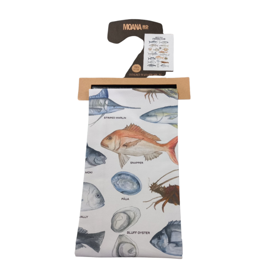 Moana Road Fishing Club Tea Towel