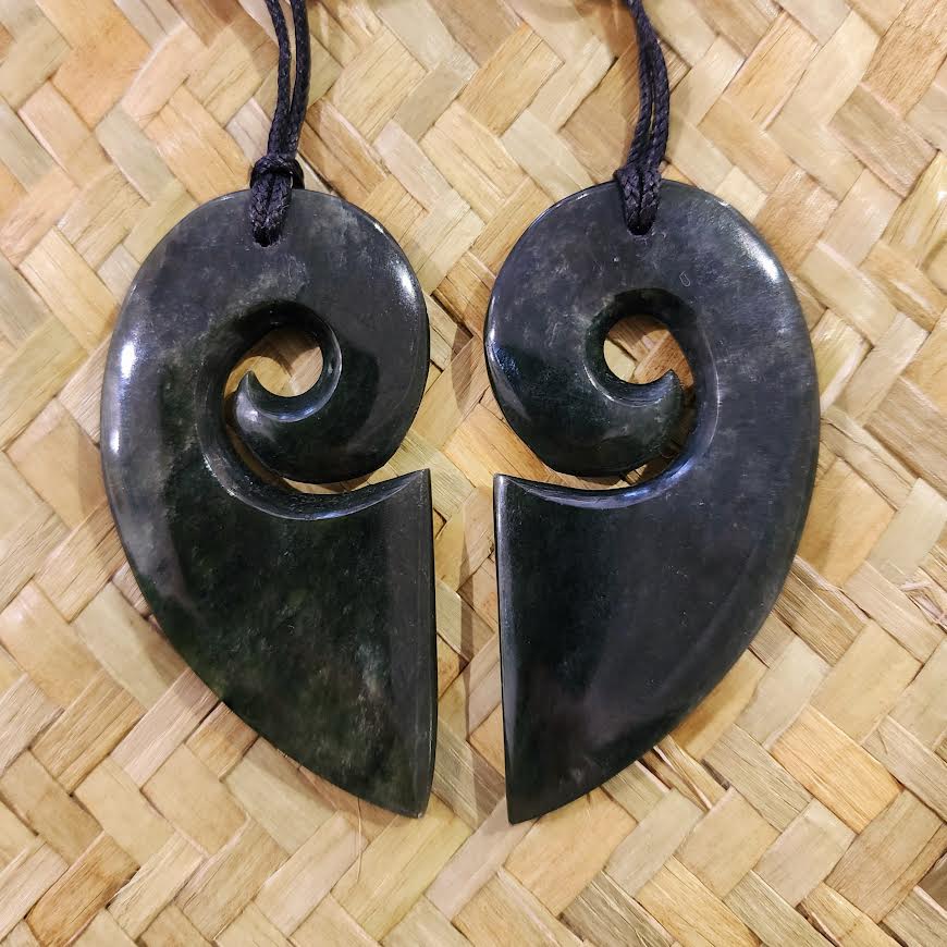 Double Koru Heart Pounamu Set #2