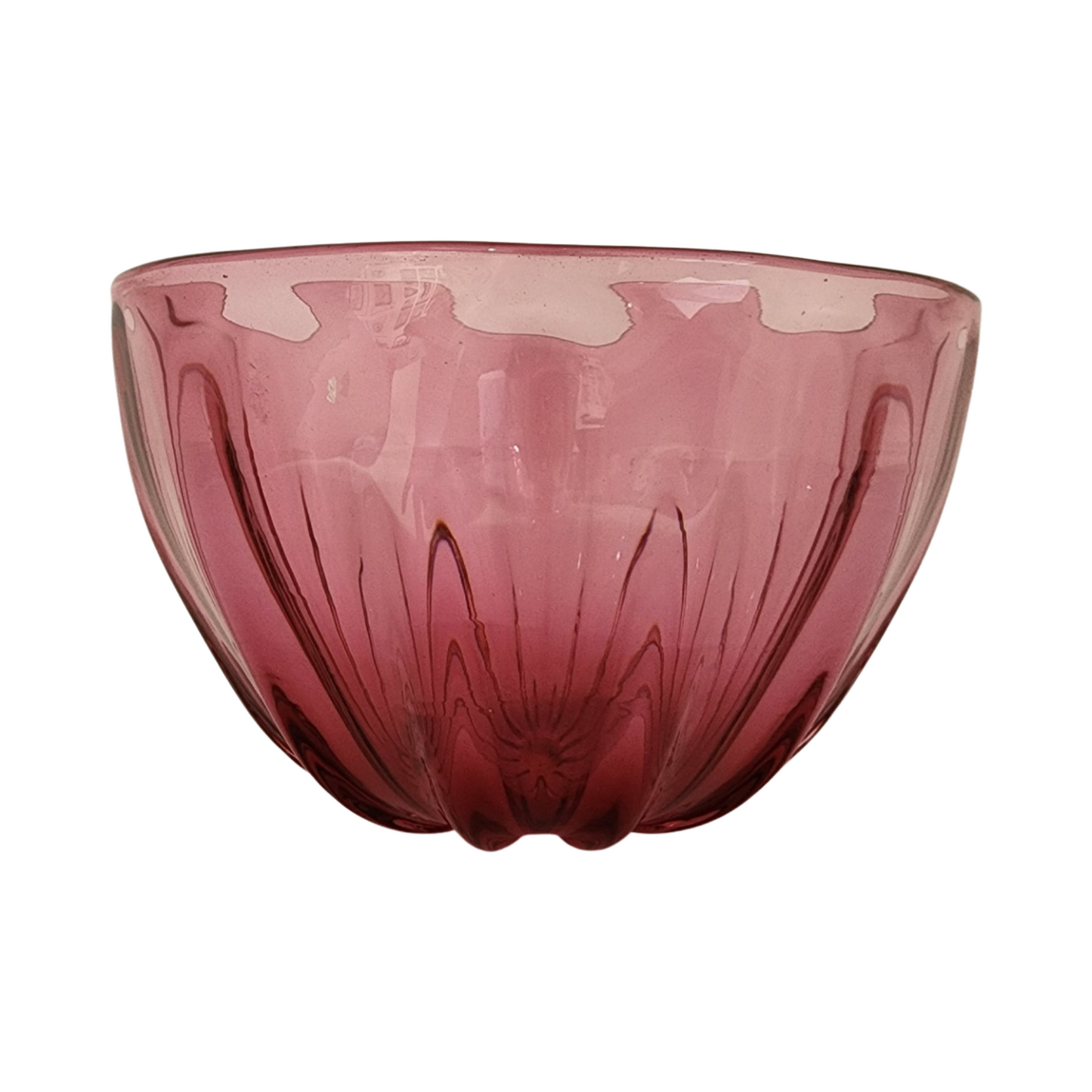 Pink fluted glass bowl