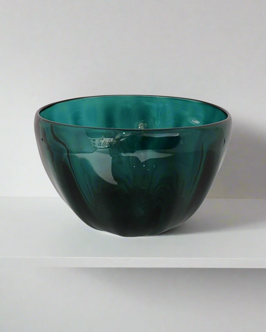 Emerald Fluted Glass Bowl